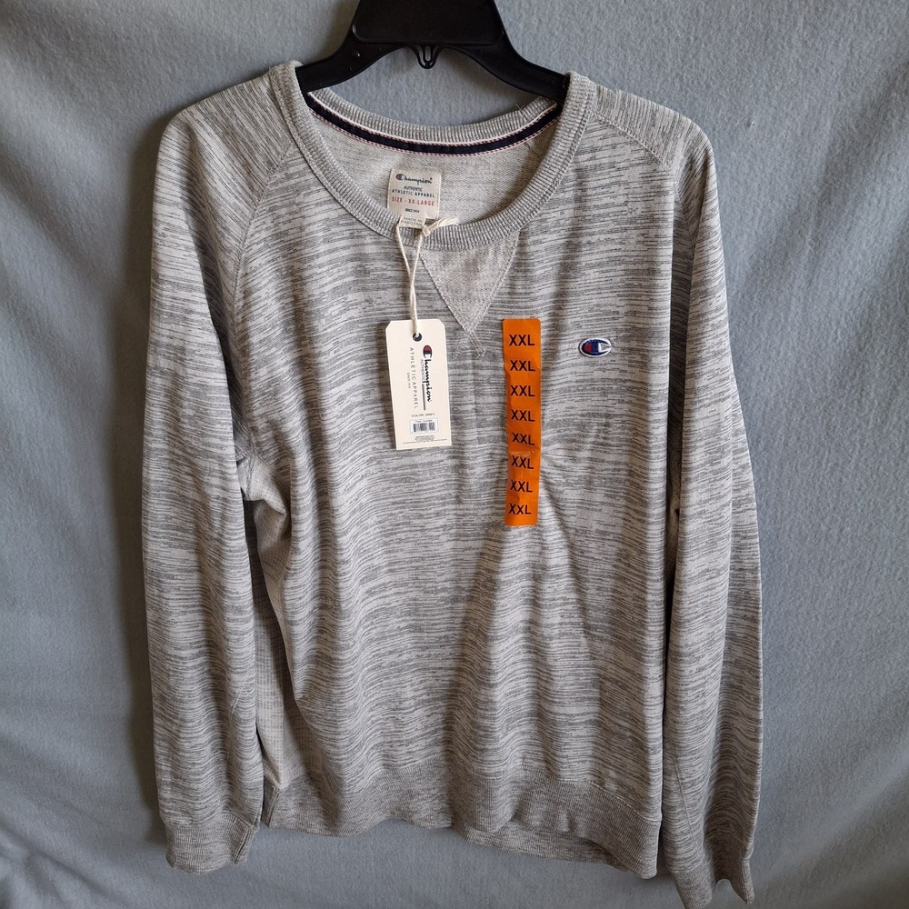 Champion Mens Sweatshirt 2XL Gray French Terry Crewneck Long Sleeve Pullover NWT